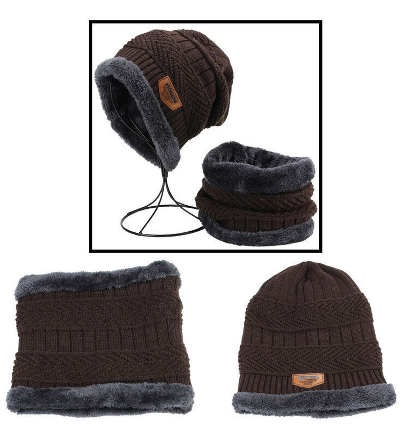 Mens Women Winter Fleece Warm Scarf Hat Knit Beanie Hood Ski Snowboard Skull Cap