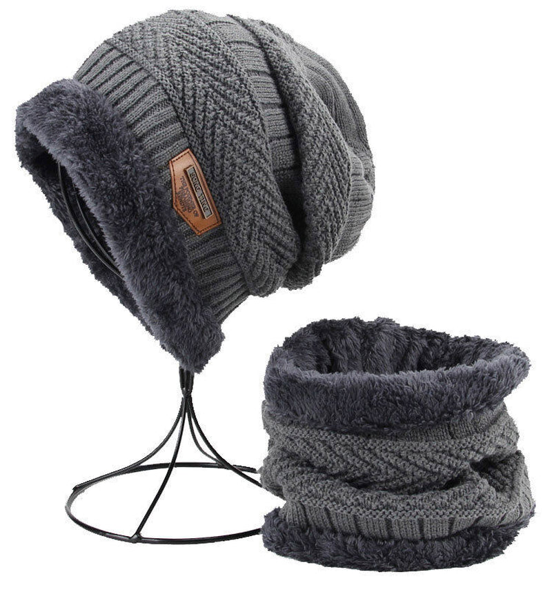 Mens Women Winter Fleece Warm Scarf Hat Knit Beanie Hood Ski Snowboard Skull Cap