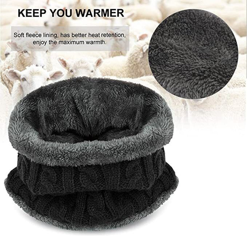 Mens Women Winter Fleece Warm Scarf Hat Knit Beanie Hood Ski Snowboard Skull Cap