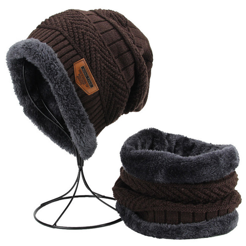 Mens Women Winter Fleece Warm Scarf Hat Knit Beanie Hood Ski Snowboard Skull Cap