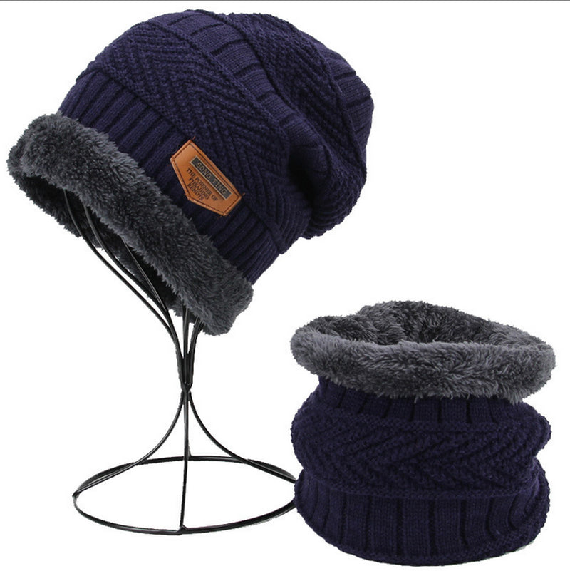 Mens Women Winter Fleece Warm Scarf Hat Knit Beanie Hood Ski Snowboard Skull Cap