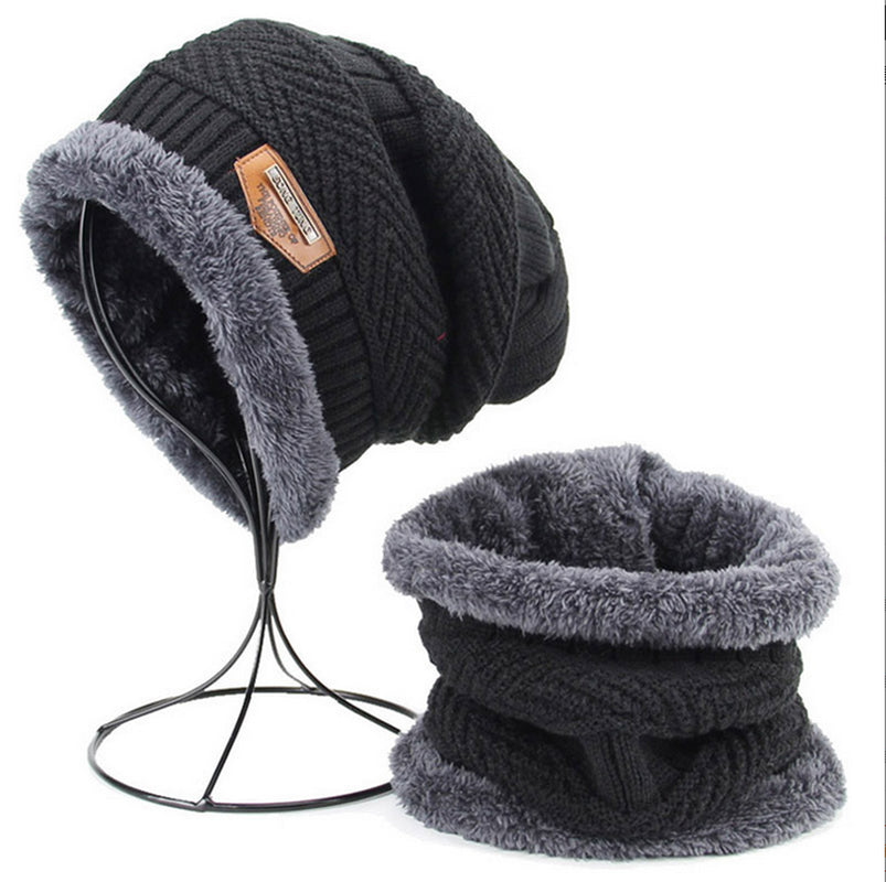 Mens Women Winter Fleece Warm Scarf Hat Knit Beanie Hood Ski Snowboard Skull Cap