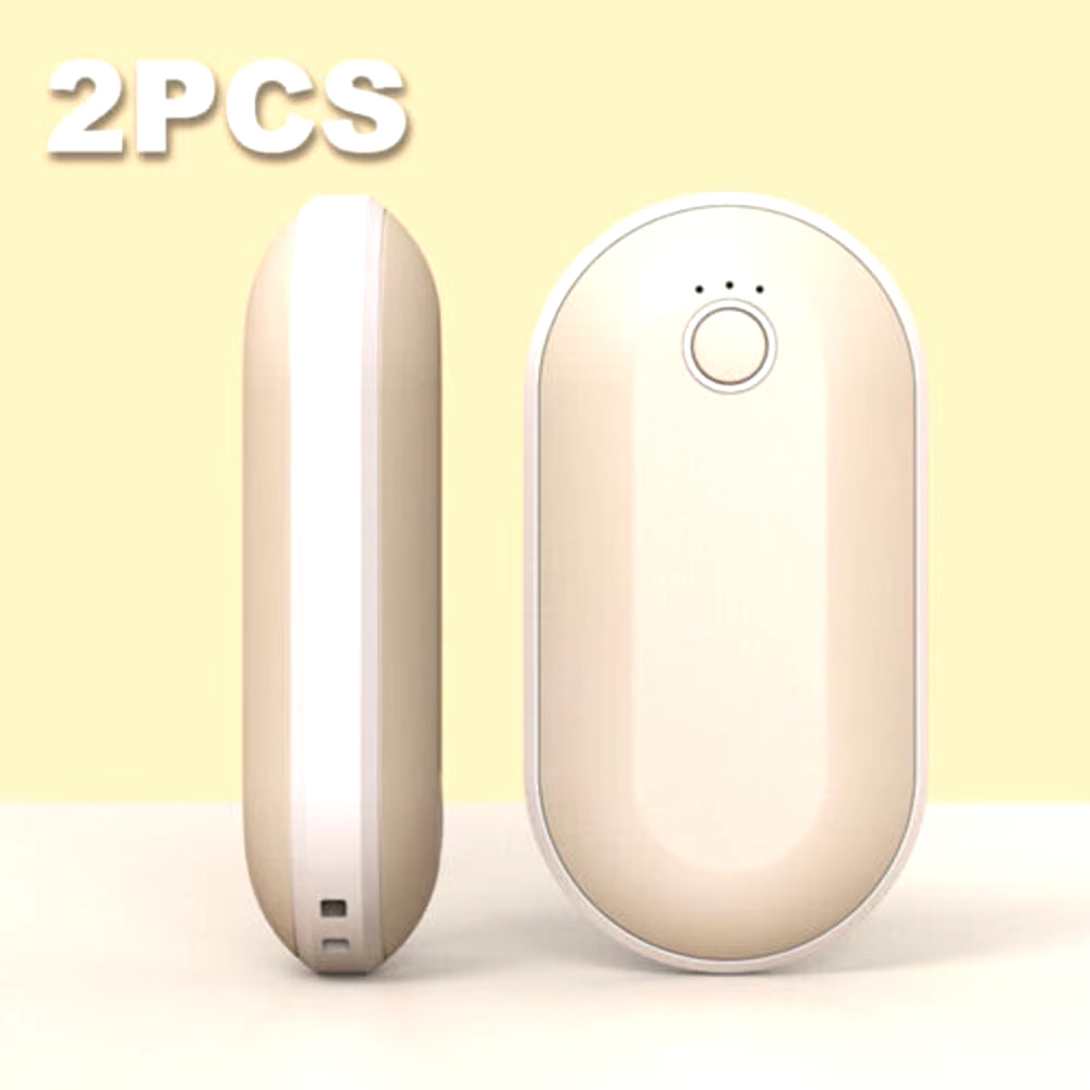 2 Pack Hand Warmers 5200Mah Power Bank USB Rechargeable Electric Pocket Heater