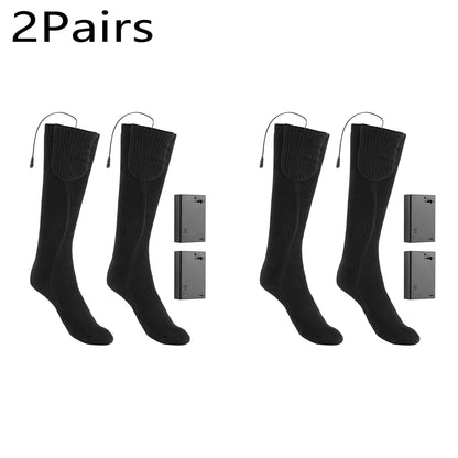 2 Pairs Heated Socks Feet Warm Snowmobile Skiing Boots Heated Socks Outdoor Camping Sports Winter Thermal Stocking Foot Warmer