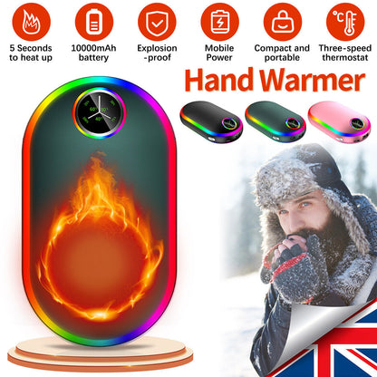 Hand Warmers Rechargeable 3 Levels Electric Portable Pocket Heater & Power Bank