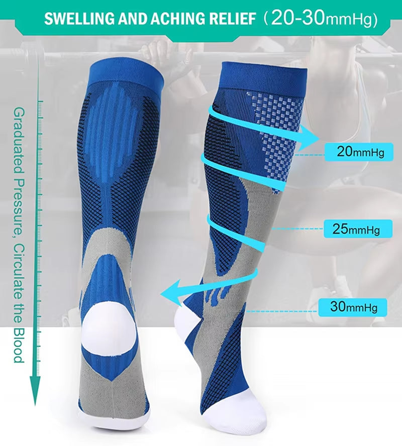 3/6/7 Pairs Compression Socks Women Men 30 Mmhg Comfortable anti Fatigue Athletic Nylon Medical Nursing Sport Running Stockings