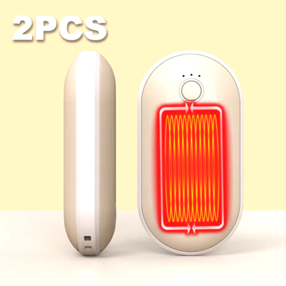 2 Pack Hand Warmers 5200Mah Power Bank USB Rechargeable Electric Pocket Heater